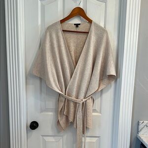 Ann Taylor Cream Shrug with Open Front and Belt